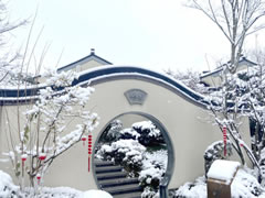 初雪后的仙海院子，驚艷了人間